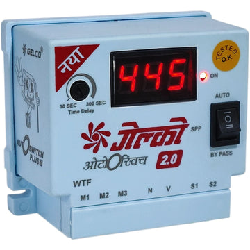 Naya Gelco Auto Switch 2.0, Automates On/Off Process as per the availability of 3-phase supply, Protect against Uneven/Unbalanced 3-phase Supply & Overheating, With Delay Variability Function & Digital Display - Gelco Electronics Pvt. Ltd.